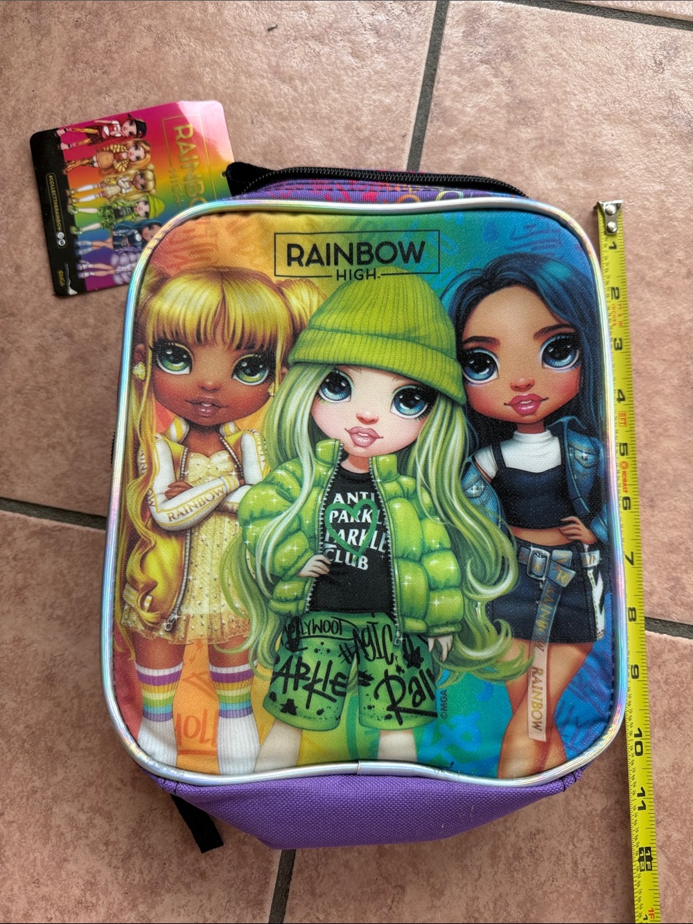 Rainbow Girls Character Lunch Bag - Green Purple Blue Accents